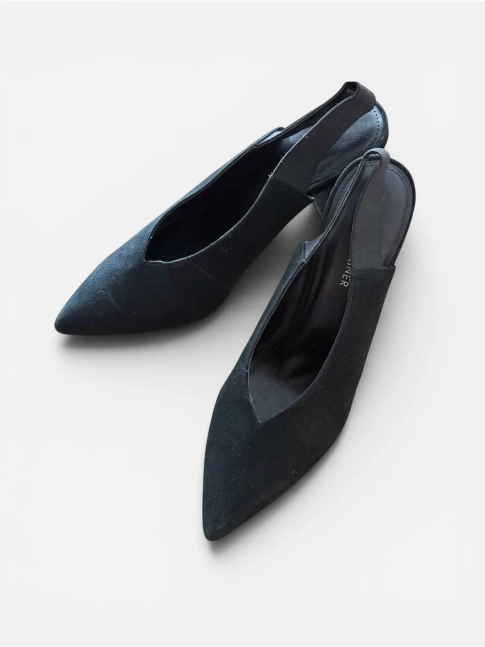 Donald Pliner Black Suede High Heel Sling-back Pointed Toe Pumps Size 9.5 Med